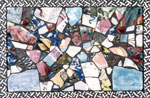 Framed Shard Mosaic with carved and painted border on frame
