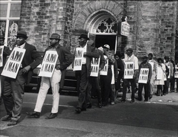 In Front of Clayborn Temple, Sanitation Workers Strike, Memphis, March 28, 1968