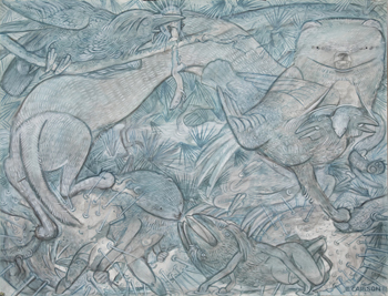 detail of Mink and raven (Intertidal), Southeast Alaska, 2020