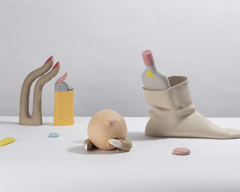 Flutter, 2018; Juicy, 2018; One Day at a Time, 2018; and Primary Pills, 2018. Installation view: Liquid Dreams