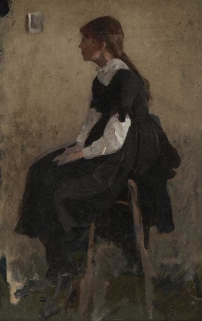 Seated Girl in a Long Black Dress; verso: Figure in Biblical Dress, ca. 1885,
