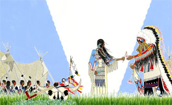 Illustration from "The Legend of the White Buffalo Woman"