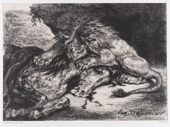 Lion devorant un cheval (Lion Devouring a Horse), as published in Les Artistes Contemporains, 1844